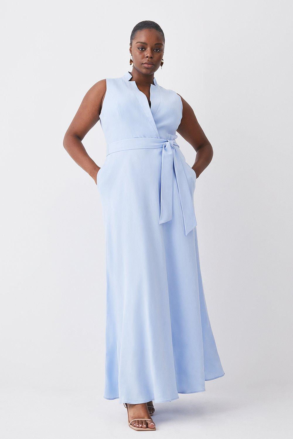 Light blue best sale wrap maxi dress